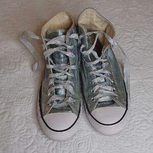 Converse Metallic Silver High-Top Sneakers